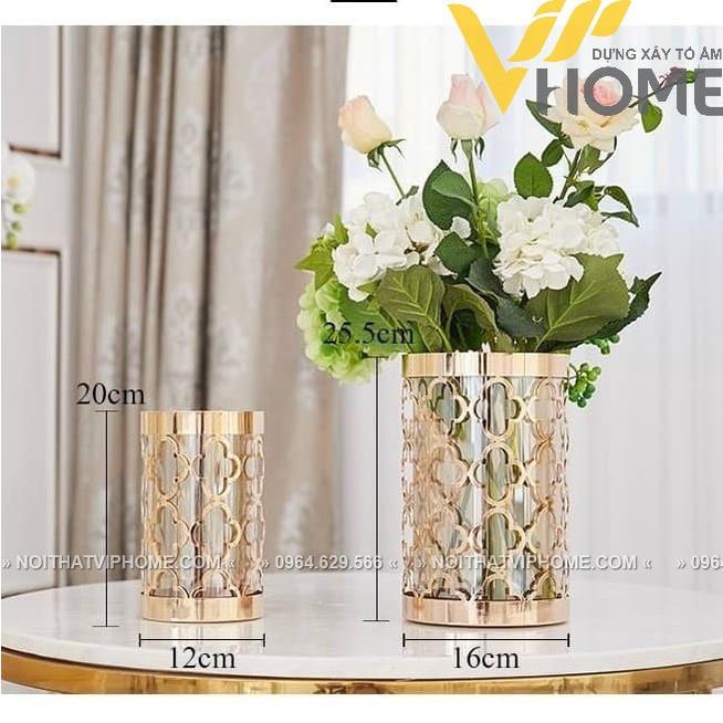 Đồ decor trang trí nội thất bình hoa thủy tinh kiểu dáng nghệ thuật, sang trọng, hiện đại DDB 00078