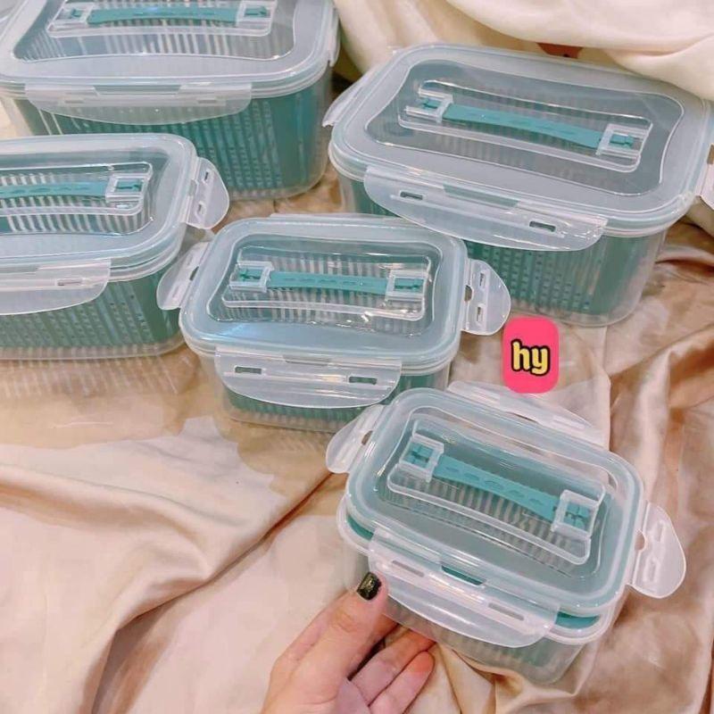 Set 5 hộp đựng đồ tủ lạnh đa năng 2 lớp cao cấp
