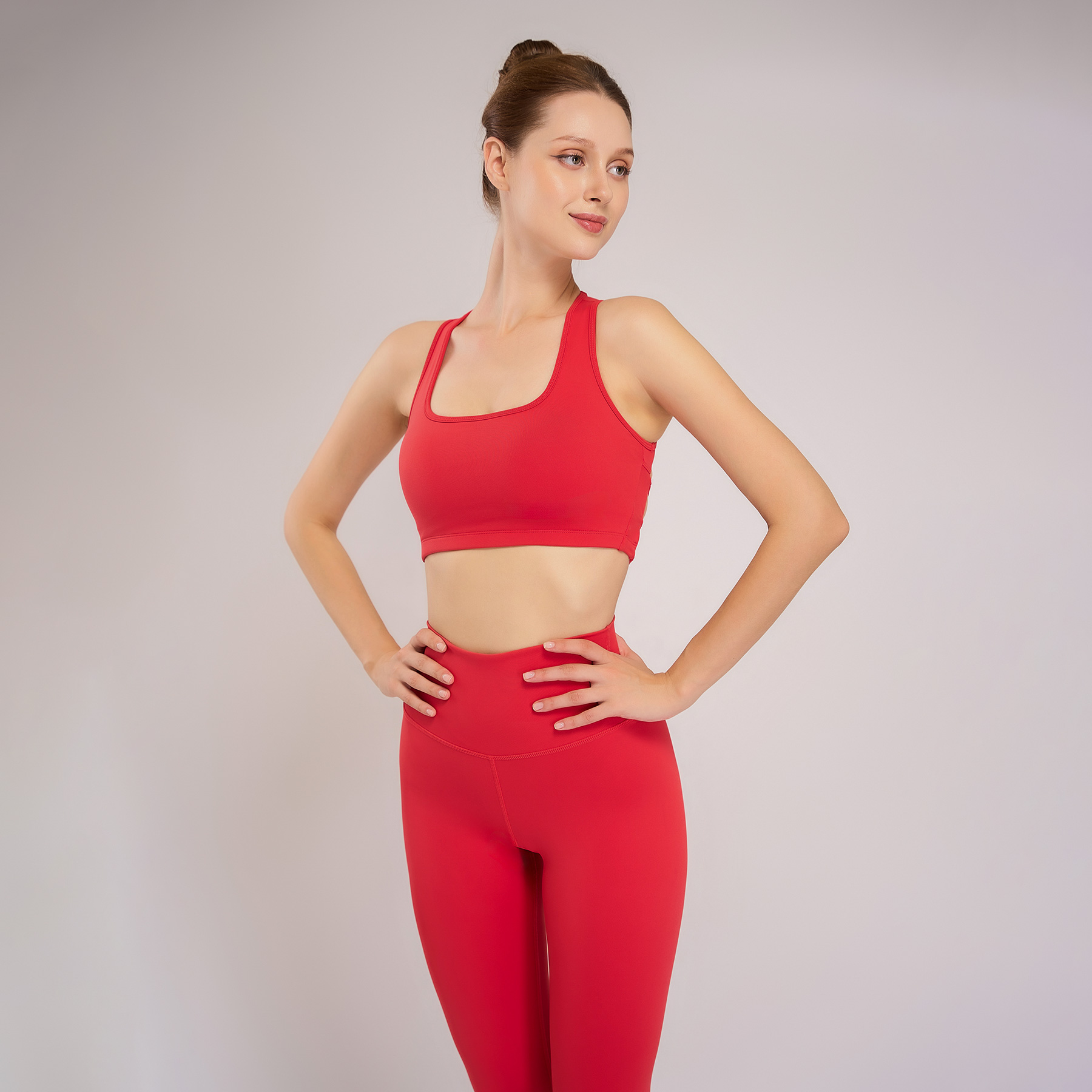 Set Đồ Tập Yoga Gym Hibi Sports H164 Kiểu Áo Cổ Vuông Đan Cột Dây Lưng, Kèm Mút Ngực