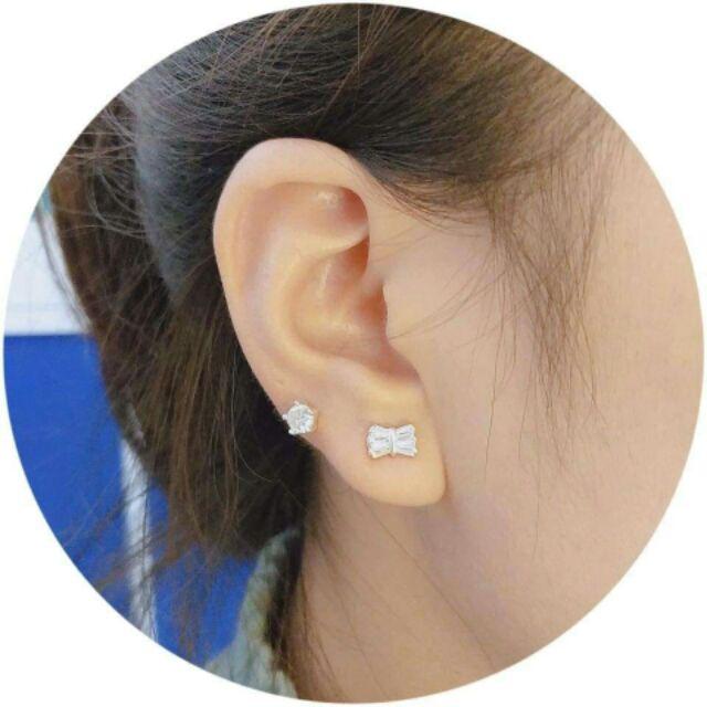 Bông tai nụ đá móc bạc