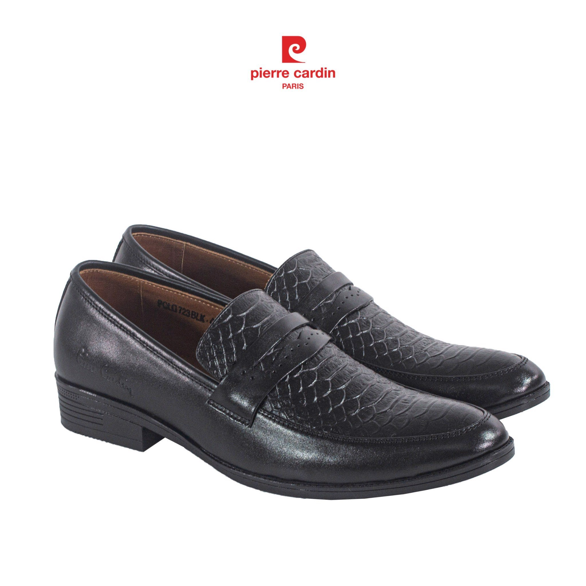 Giày lười da nam không dây Pierre Cardin, họa tiết vân cá sấu, chất liệu da bò cao cấp, kiểu dáng sang trọng PCMFWL 723