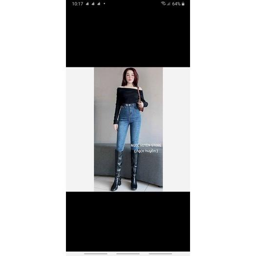 Quần jean ôm cạp siêu cao jean mềm co dãn QC l1