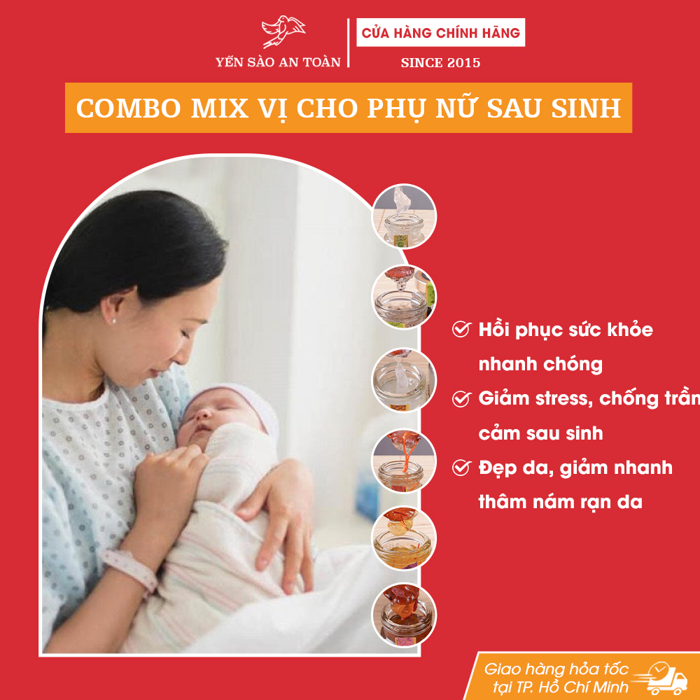 Yến chưng sẵn cho mẹ sau sinh mix nhiều vị đậm đặc từ tổ yến tươi Khánh Hòa Yến Sào An Toàn Lốc 6 và 12 hũ 70ml