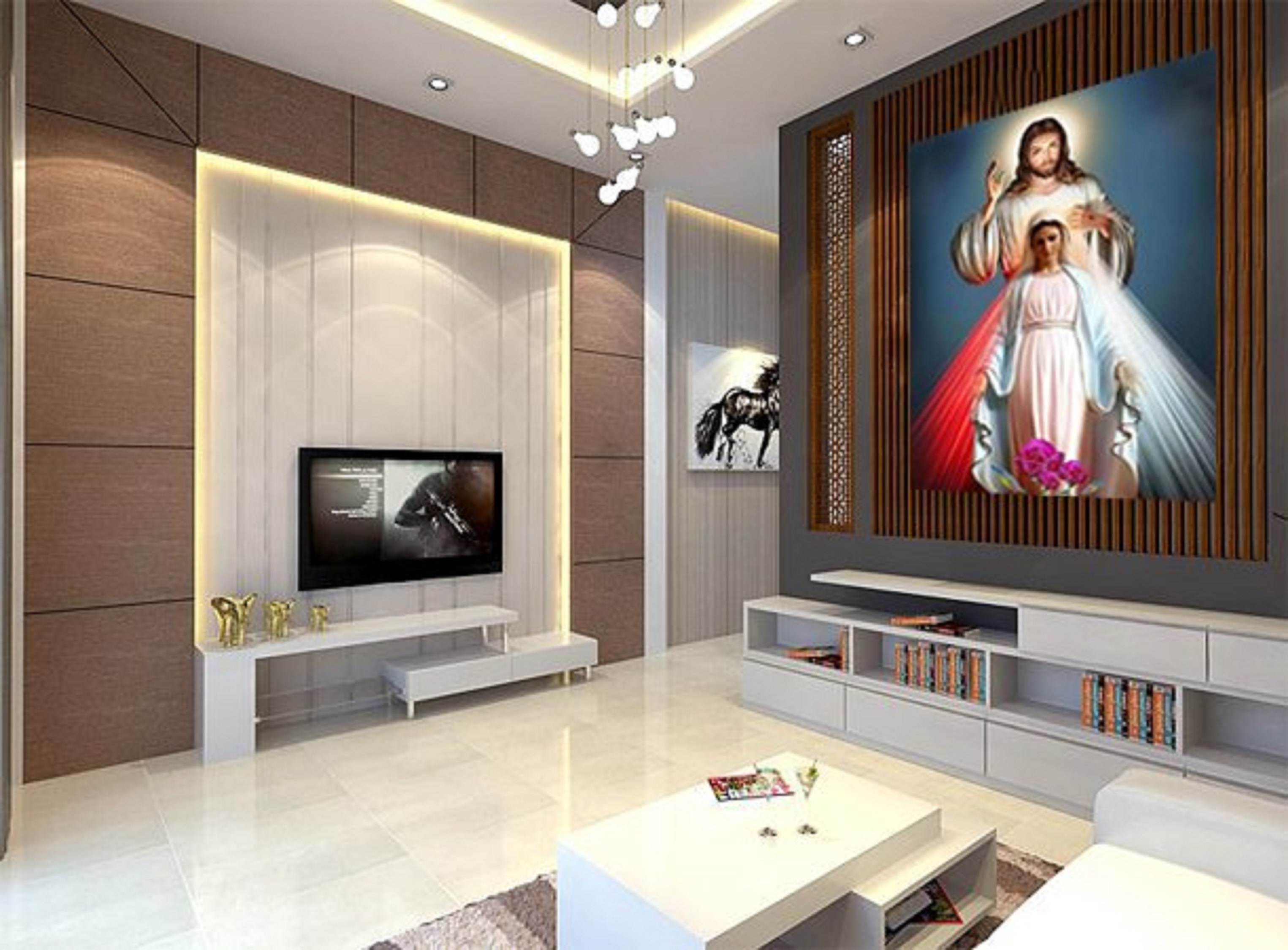 Decal dán tường Chúa Jesus và Đức Mẹ Maria dang tay ban ơn