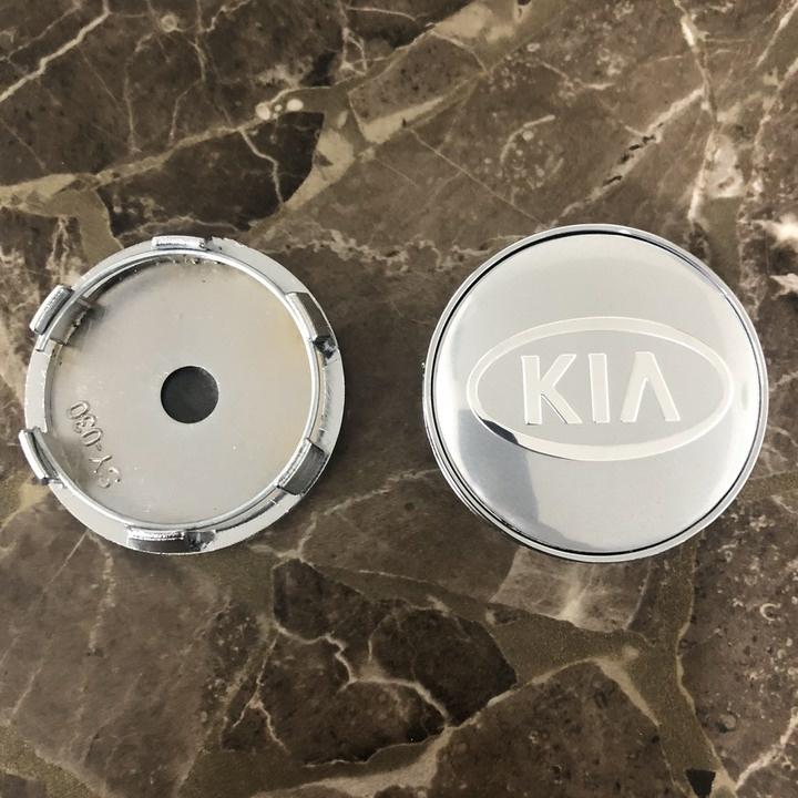 01 Logo chụp mâm, ốp lazang vành bánh xe ô tô KIA Đường kính 60mm Nhựa ABS - 2 màu: Đen và Bạc