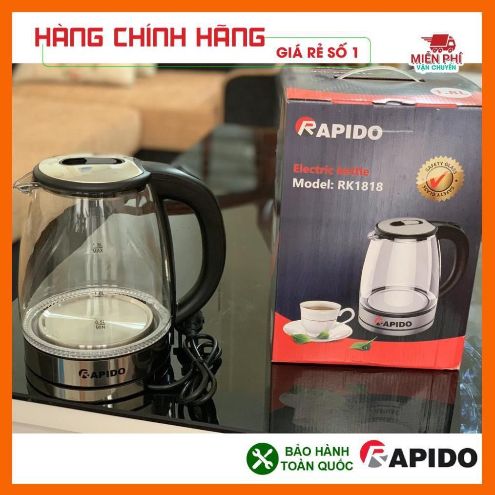 ẤM ĐUN NƯỚC SIÊU TỐC THUỶ TINH RAPIDO 1.8L/ BÌNH ĐUN NƯỚC SIÊU TỐC THUỶ TINH RAPIDO HÀNG NHẬP KHẨU