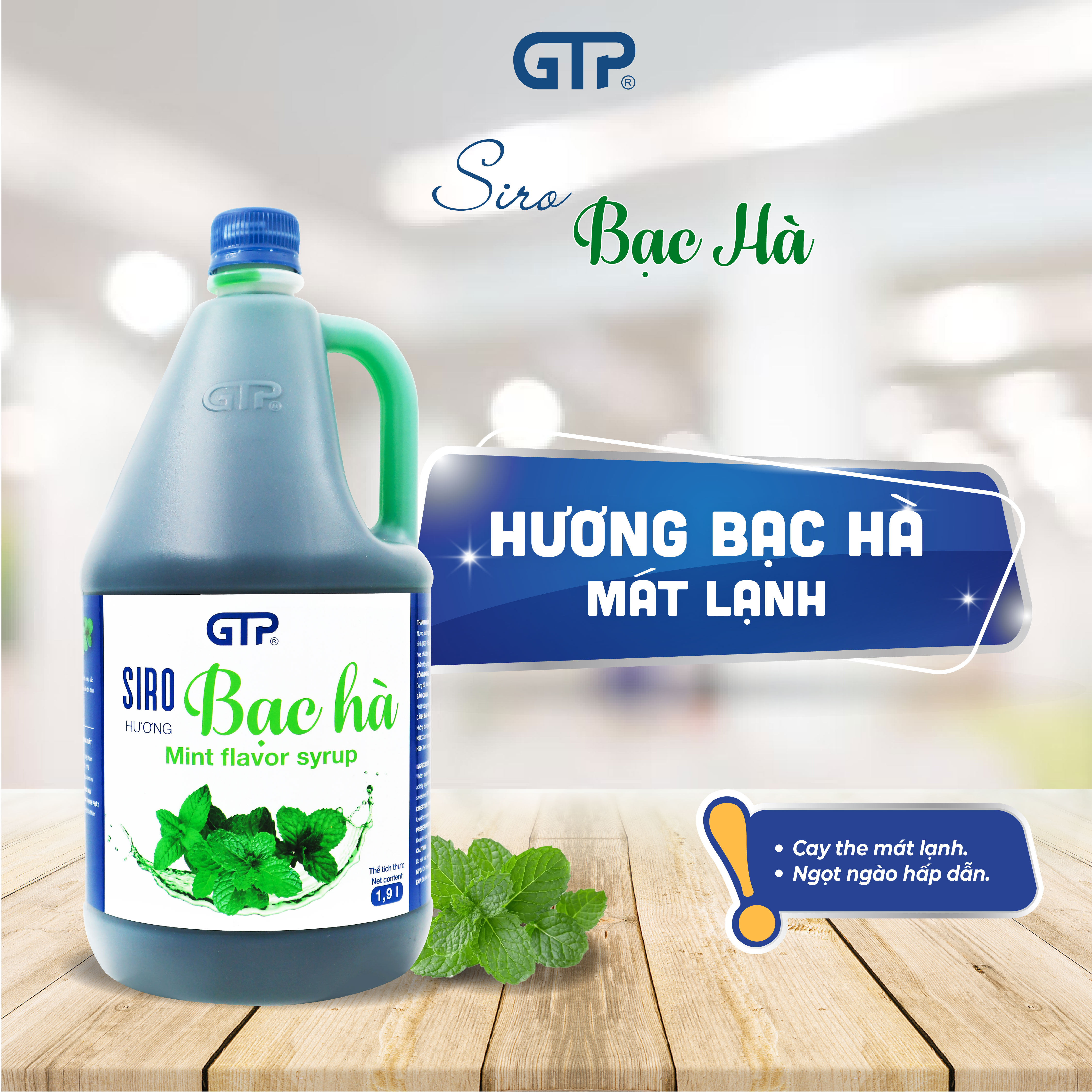 Siro Bạc hà GTP - Chuyên dùng pha chế: Trà sữa, Trà trái cây, Cocktail, Mocktail…