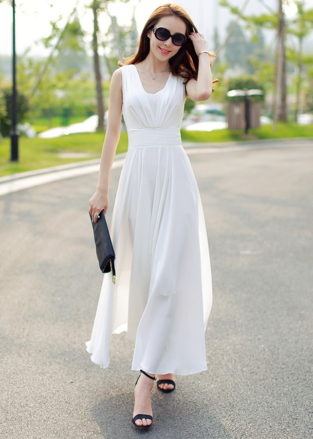 Đầm Maxi Nữ Voan Tay Sát Nách DRESS282N