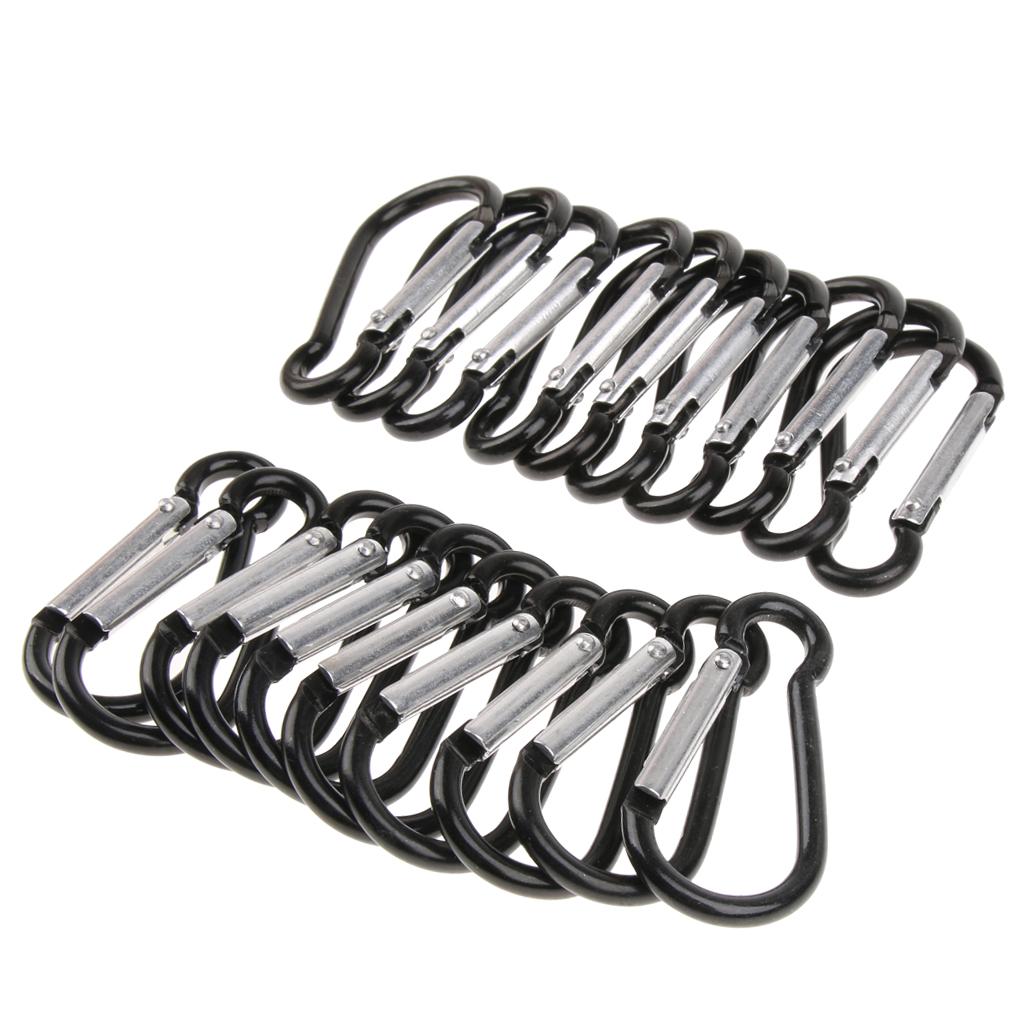 Outdoor Aluminum D-Ring Carabiner Camping Keychain Clip Snap Hook Black