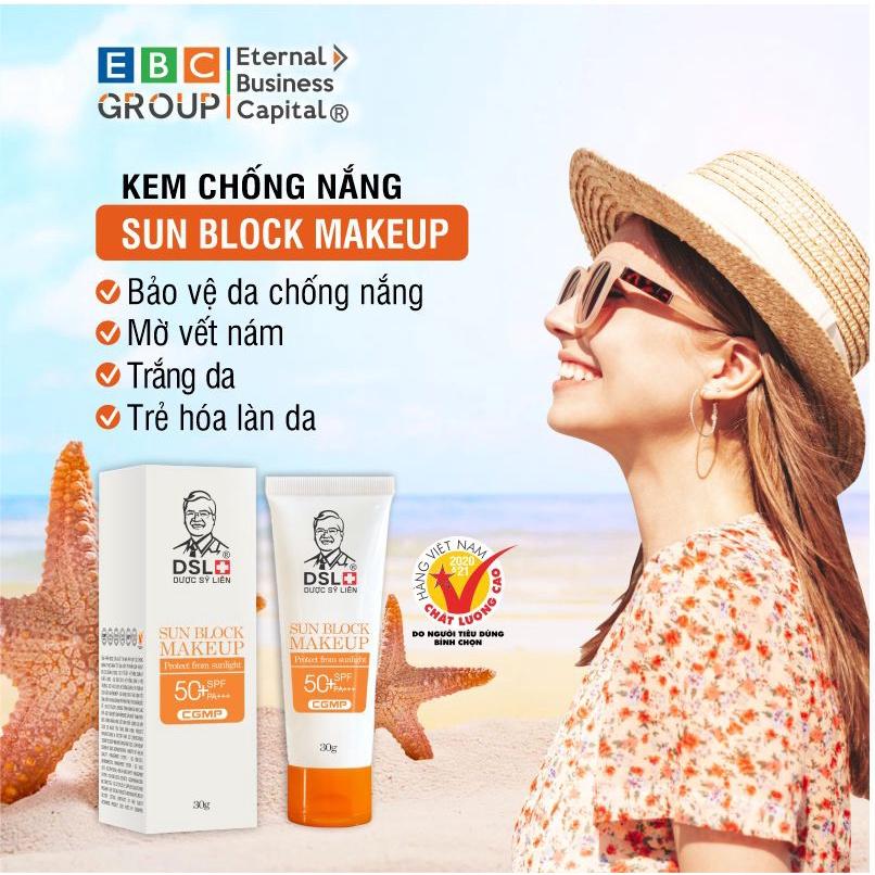 Kem chống nắng SUN BLOCK MAKEUP 30g chiết xuất thiên nhiên mờ nám trắng da trẻ hóa làn da