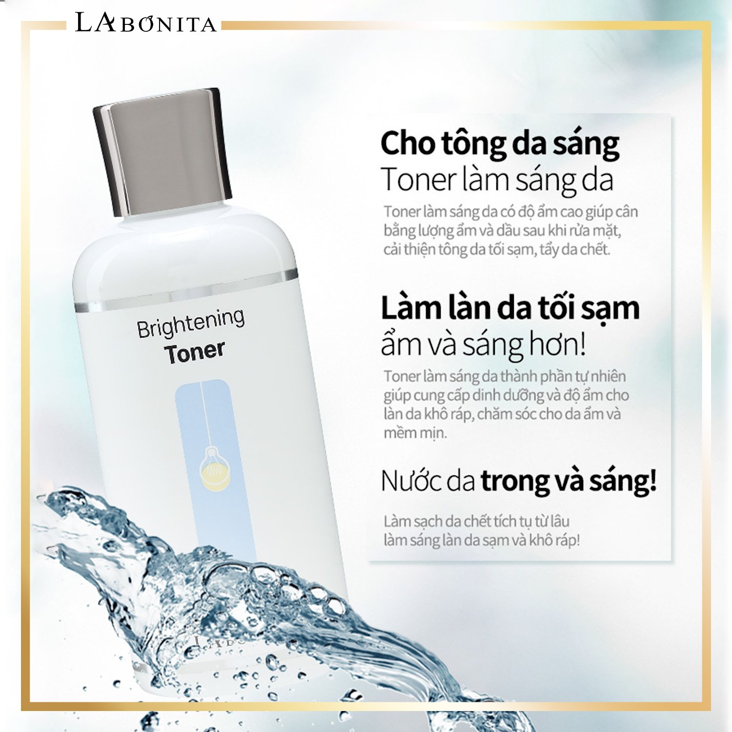 Toner Trắng Da &amp; Cấp Ẩm – La Bonita Brightening Toner 200ml