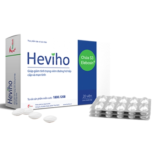 Viên Heviho hỗ trợ giảm ho, đau rát họng hộp 20 viên