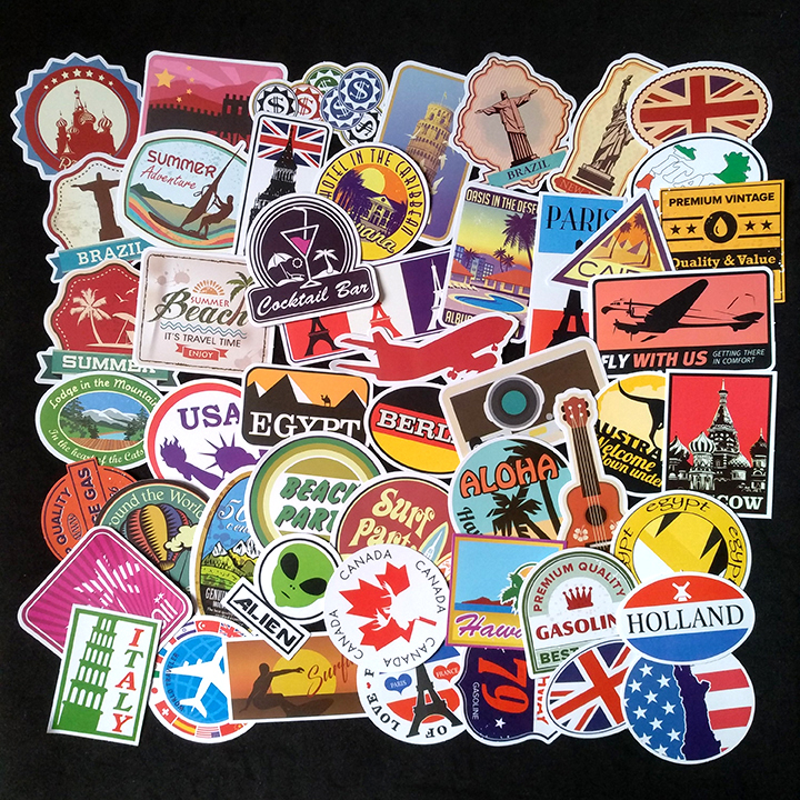 Bộ Sticker dán cao cấp chủ đề DU LỊCH - TRAVEL - Dùng dán Xe, dán mũ bảo hiểm, dán Laptop