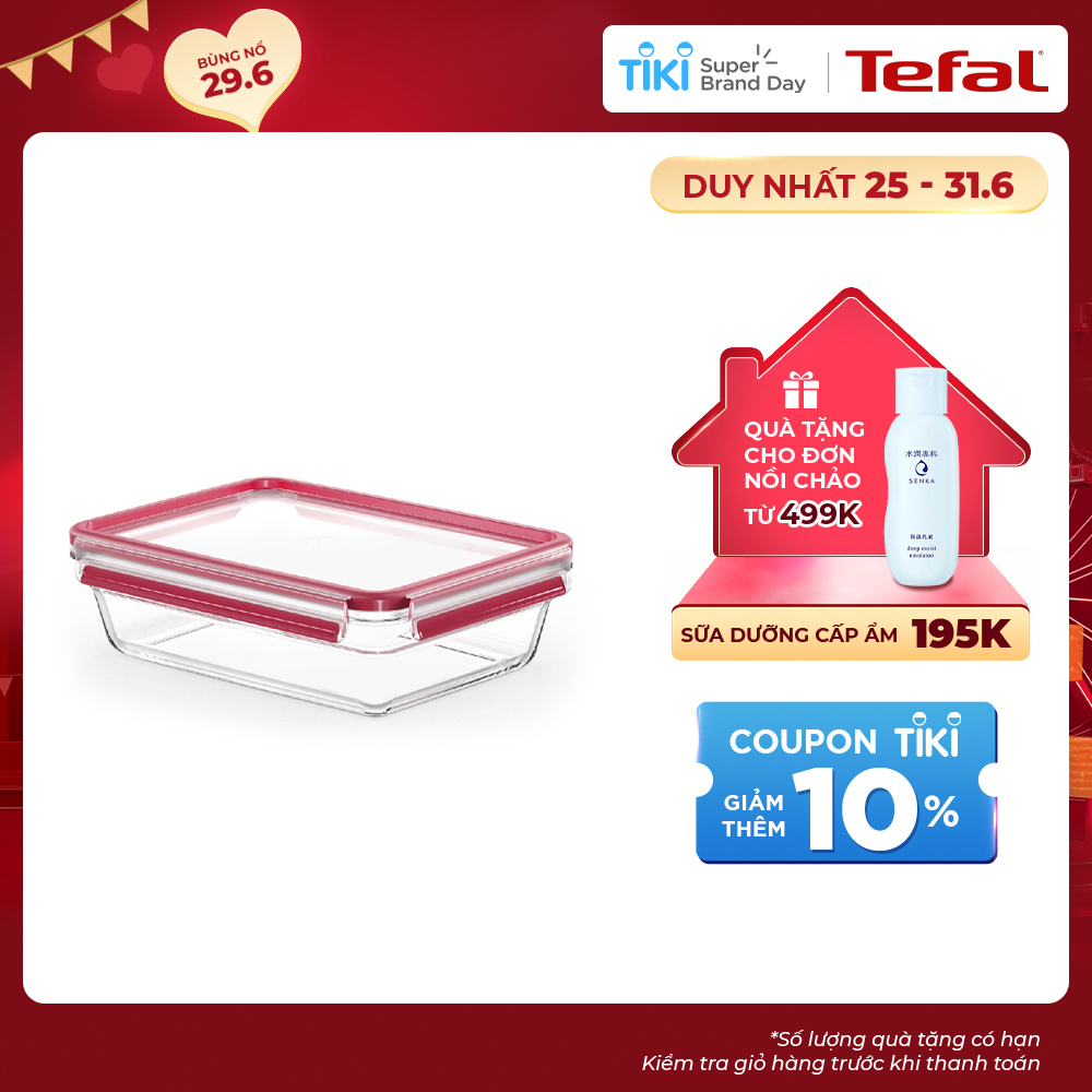 Hộp bảo quản thực phẩm thủy tinh Tefal Masterseal Glass 2000ml - Hàng chính hãng