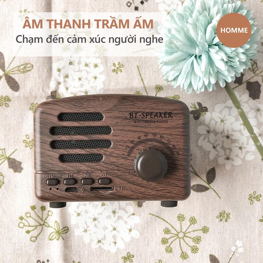 Loa Bluetooth mini cổ điển BT01 vân gỗ vintage decor phòng