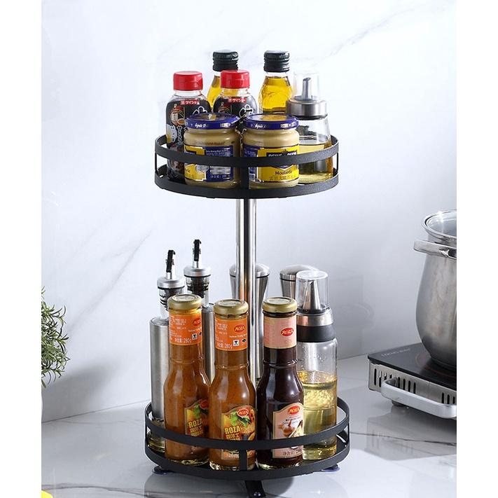 Kệ đựng gia vị - Xoay 360 độ - 2 tầng và 3 tầng-Vuông tròn- Giao hàng nhanh - Đổi mới siêu tốc