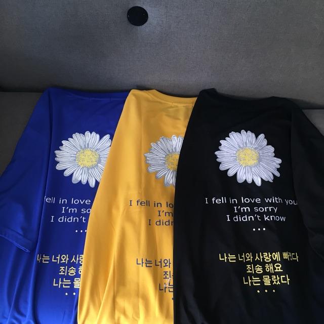 Áo thun tay lỡ form rộng ulzzang chữ Hàn daisy freesize nam nữ UNISEX