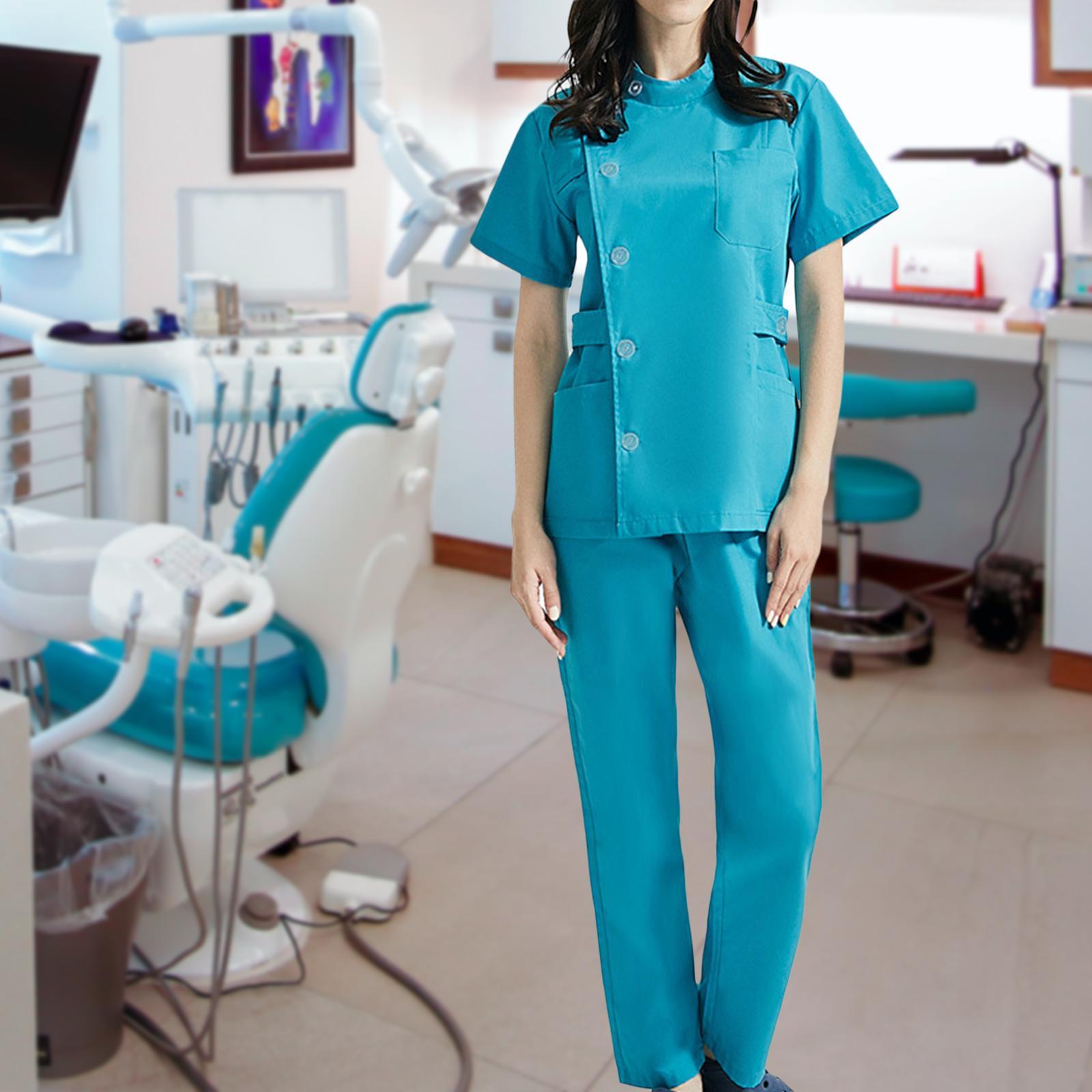 Women Scrubs Sets Top Jogger Pants Doctor Workwear Healthcare Soft Drawstring Pants Nurse Costume Nursing Uniforms for Massaging Esthetician