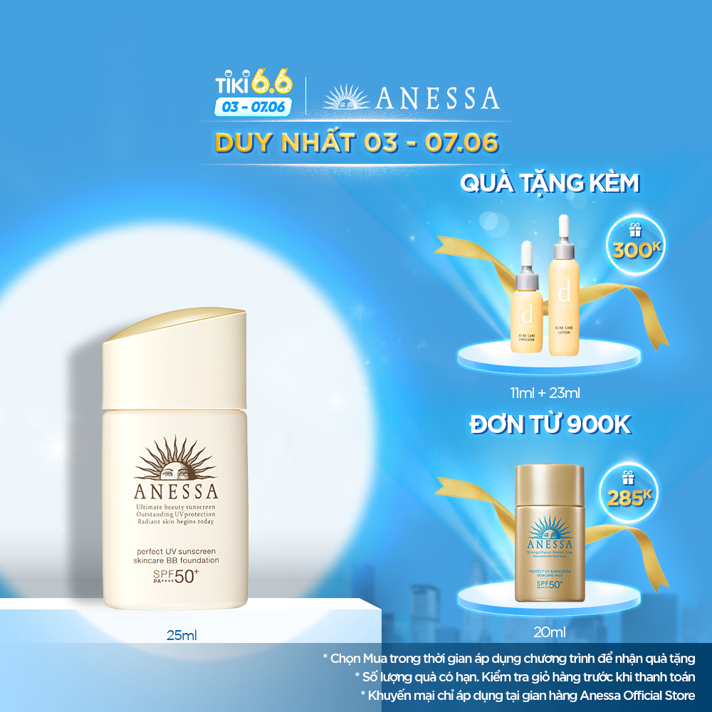 Kem nền trang điểm BB chống nắng dưỡng da Anessa Perfect UV Sunscreen Skincare BB Foundation SPF 50+ PA++++ 25ml