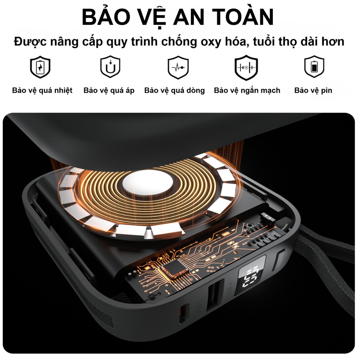 Pin dự phòng đa năng 2 in 1 Choetech B697 công suất 22.5W tích hợp cáp Type C và iP - Hàng chính hãng