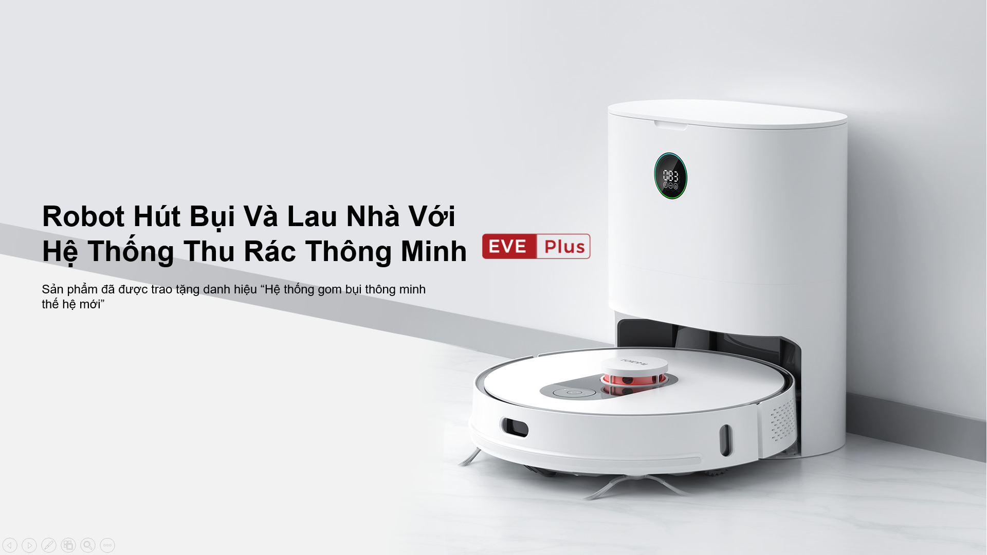 Robot hút bụi Xiaomi Roidmi Eve Tự động giặt giẻ, hút rác / Roidmi Eve Plus tự động đổ rác - Hàng chính hãng