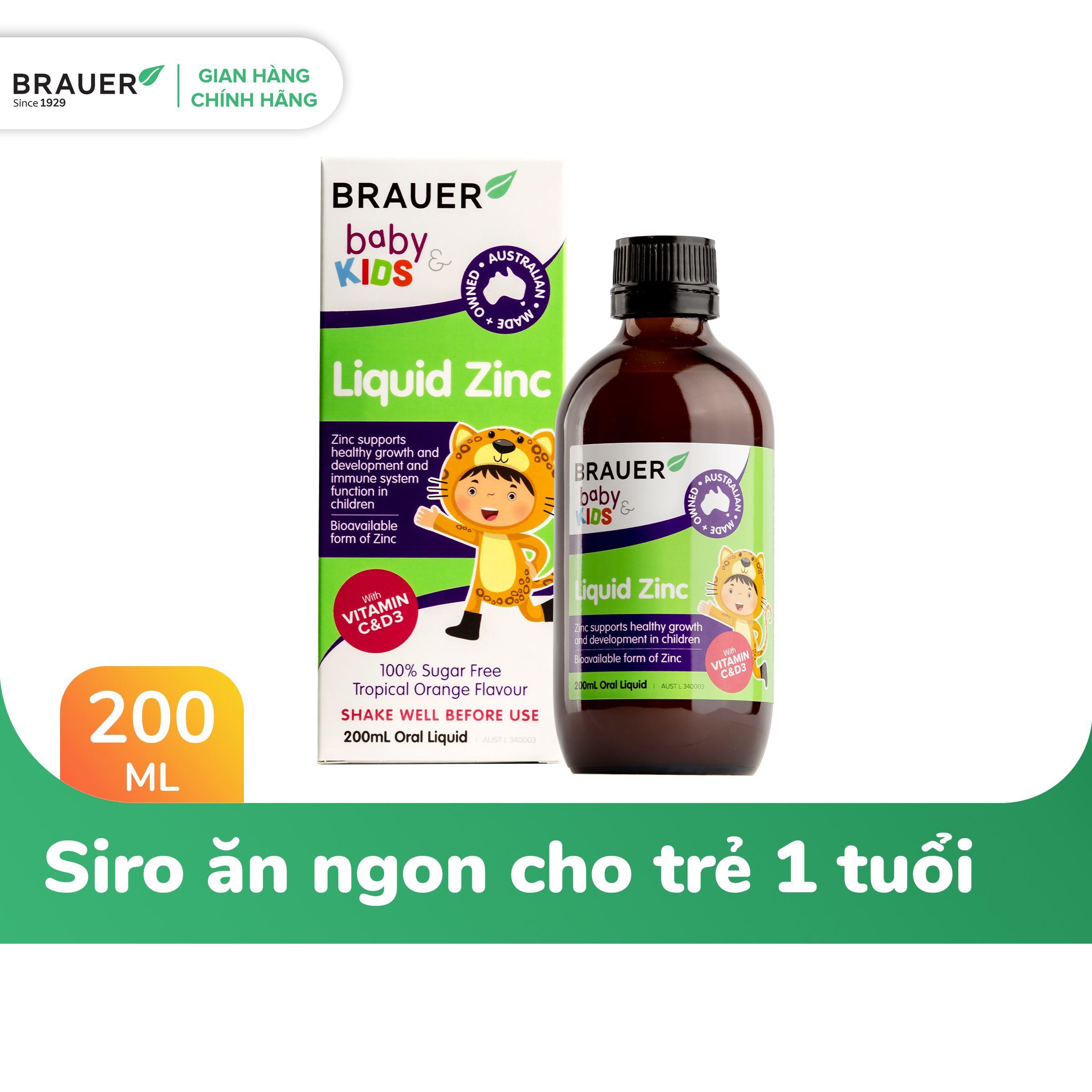 Bổ sung kẽm Brauer cho bé trên 1 tuổi (200ml)