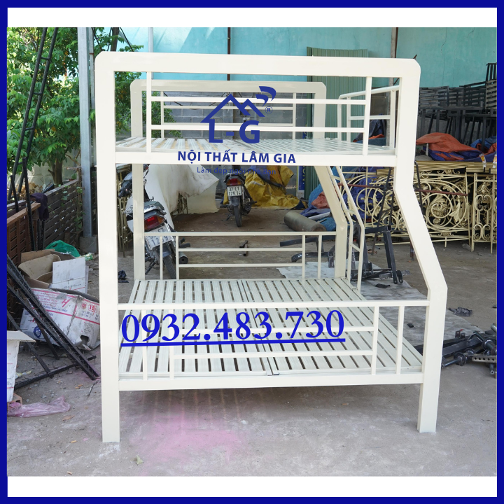 Giường sắt 2 tầng hộp 48 cao cấp 1m6x1m8 dài 2m