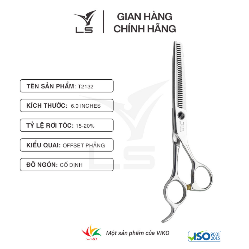 Kéo tỉa tóc LS rơi 15-20% quai offset phẳng đỡ ngón cố định T2132