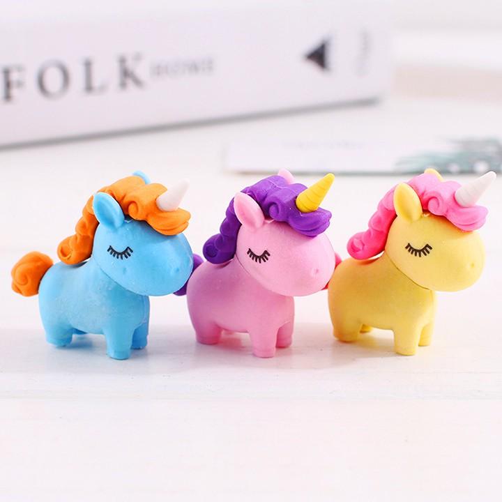 Gôm tẩy hình Unicorn đủ màu sắc sáng tạo chất cao su mềm tẩy sạch giúp bé hứng thú hơn với những giờ học – H034