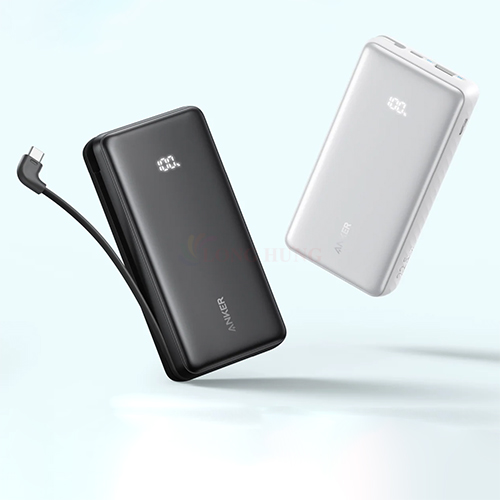 Sạc dự phòng Anker Zolo Power Bank Built-In 90° Cable 1USB 1Type-C 22.5W 20000mAh A110E - Hàng chính hãng