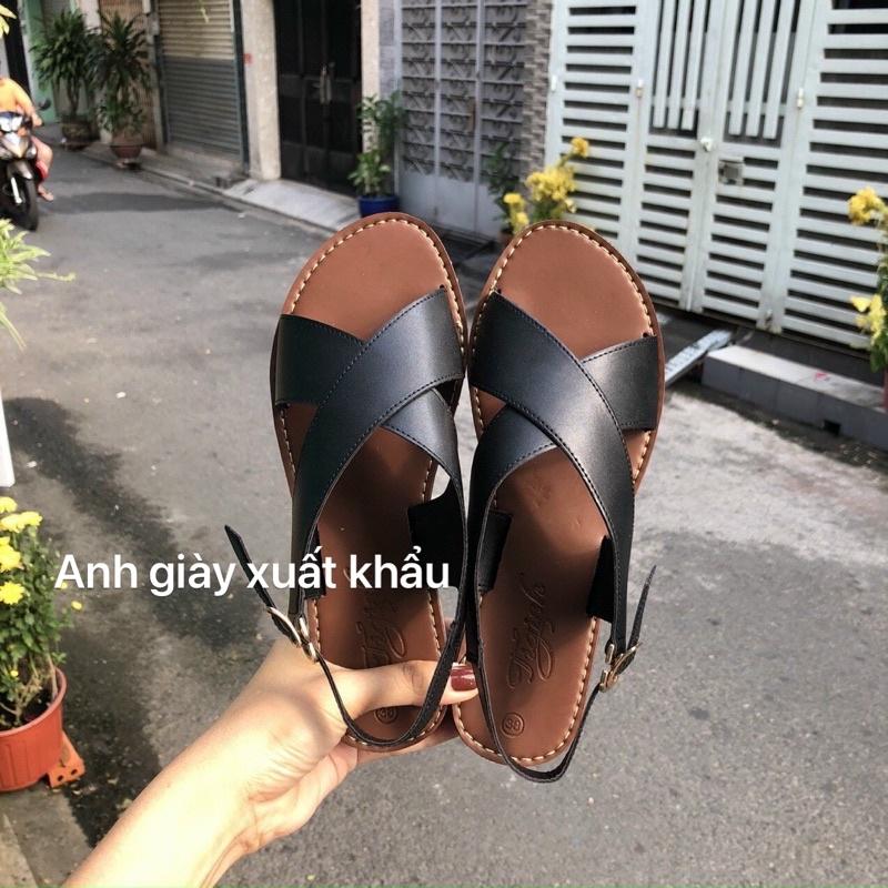 SD33 - Sandal quai chéo da lì VNXK cực êm mềm( ảnh thật, kèm video)