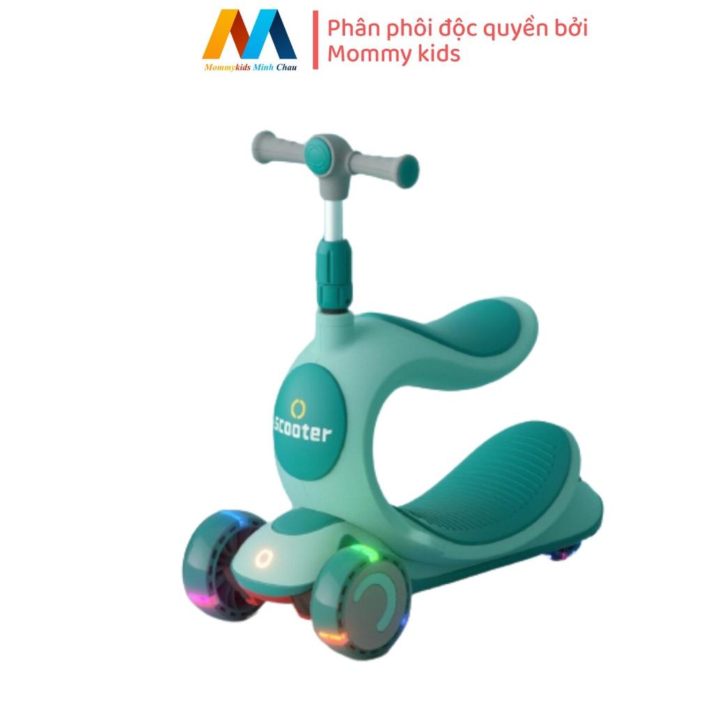 Xe trượt Scooter MOMMYKIDS MINH CHAU Cho Bé 3 in 1có đèn Led và Âm Nhạc tải trọng lớn vừa là bập bênh, se cút kit