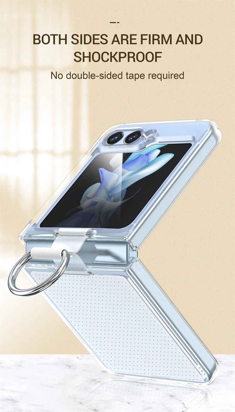 Ốp lưng chống sốc trong suốt kèm iring cho Samsung Galaxy Z Flip 5 hiệu Likgus Cover Ring - hàng nhập khẩu