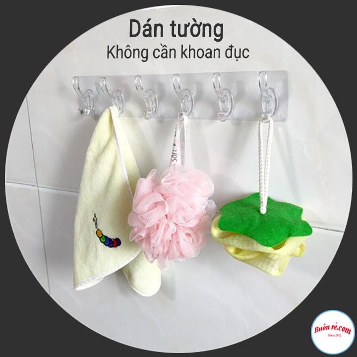 Thanh Treo Đồ Dán Tường 6 Móc Liền Mạch Trong Suốt Siêu Dính 00992