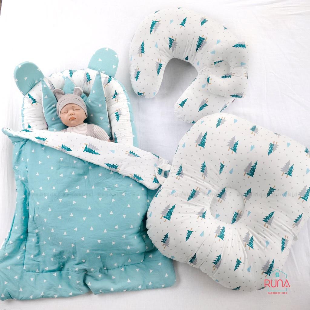 Combo nôi, chống trào ngược &amp; phụ kiện khác cho trẻ sơ sinh RUNA KIDS chất liệu Cotton cao cấp mềm mịn, an toàn cho bé