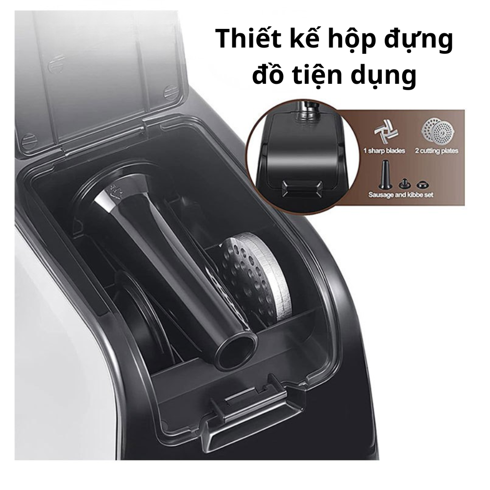 Máy xay nhồi thịt đa năng Lumabella LB-56021 vừa xay thịt, vừa đùn thịt, nhồi lạp xưởng, xúc xích tại nhà, vô cùng tiện lợi - DELIYA - HÀNG CHÍNH HÃNG