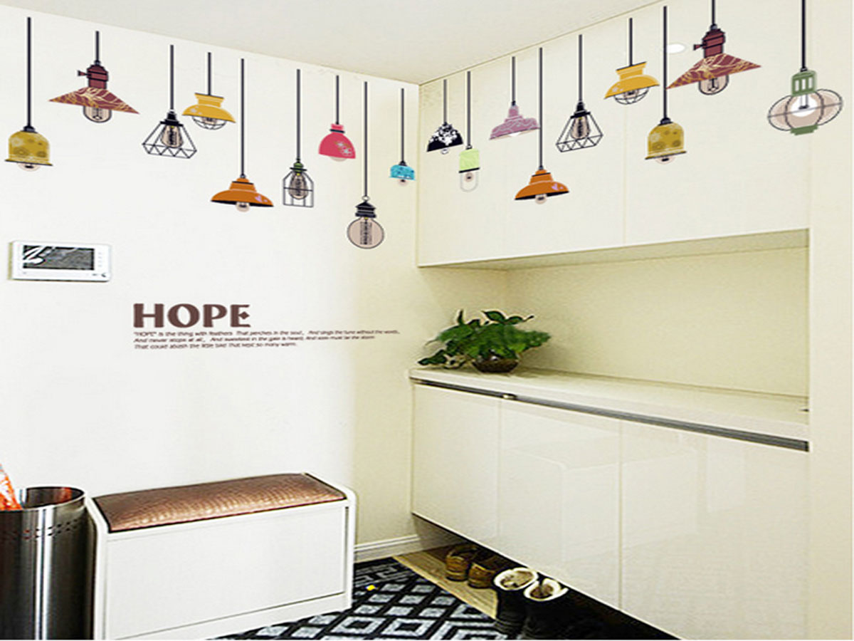 decal dán tường đèn treo chữ hope sk9144