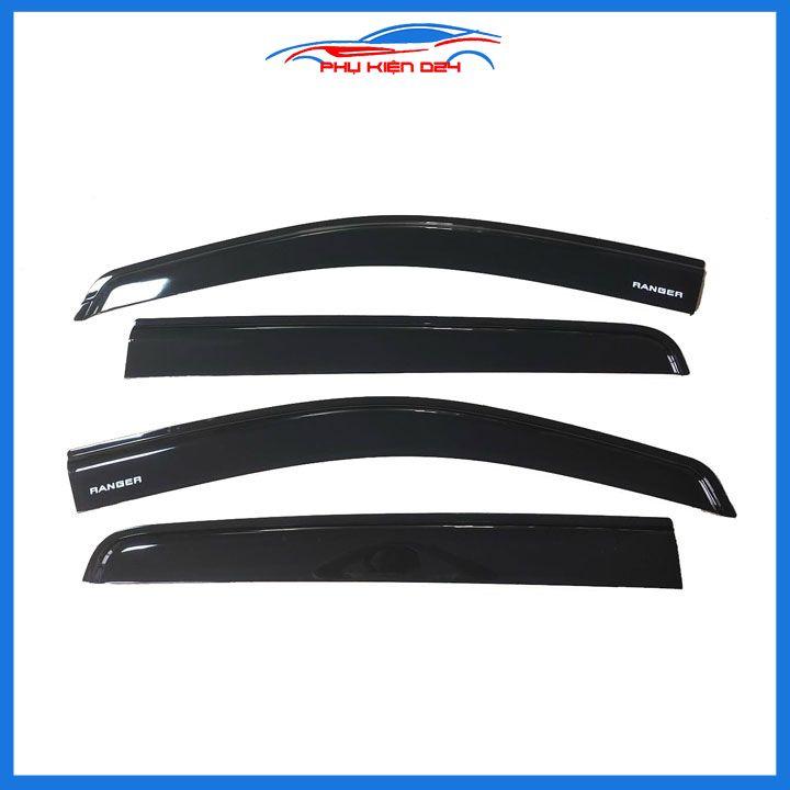 Vè che mưa ô tô Ford Ranger 2022-2023-2024 Vè Đen Thái, nhựa ABS cao cấp chắn mưa, cản bụi, trang trí xe hơi