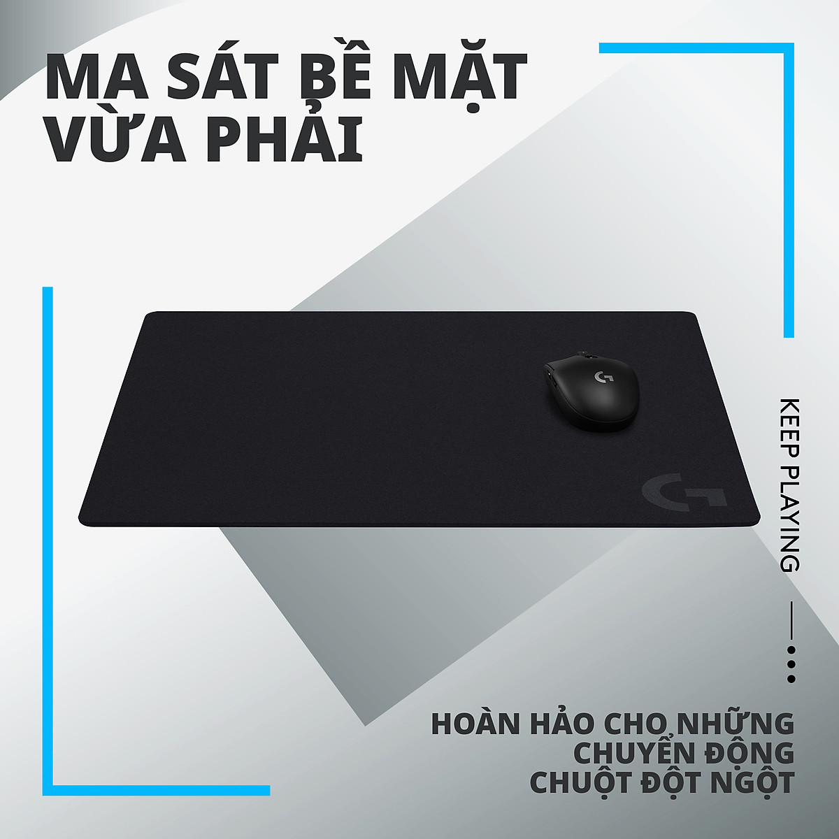 Bàn di chuột game Logitech G640 hống trượt kích thước 460 x 600 x 3 mm (dài x rộng x dày) - Hàng Chính Hãng