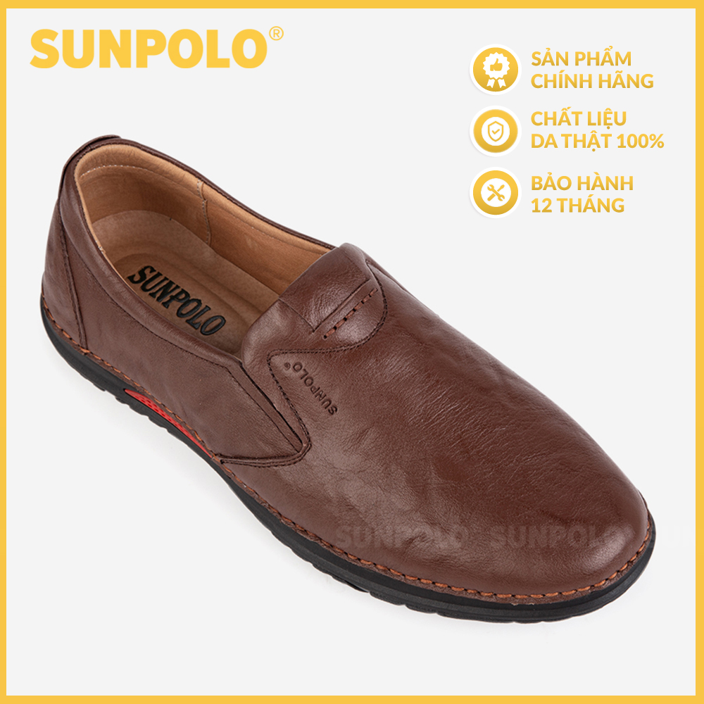 Giày Mọi Nam Da Bò Cao Cấp SUNPOLO CS5026 Mũi bo tròn thanh lịch (Đen, Nâu)