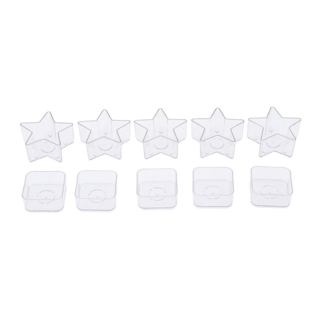10 Chiếc Vuông Hình Ngôi Sao Nhựa Trong Nến Tealight Cốc Loại Nến Hộp Đựng