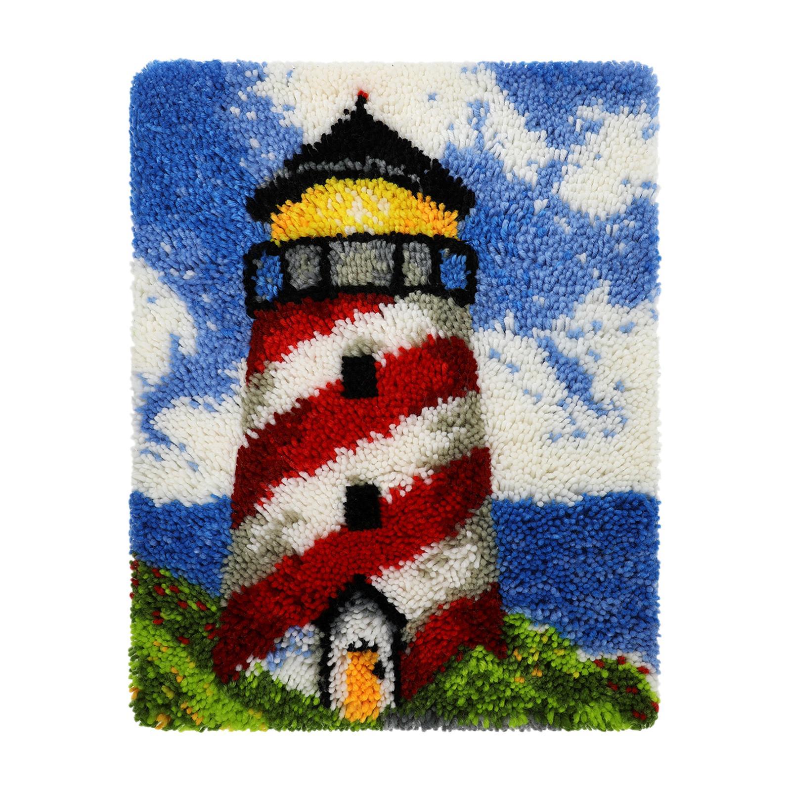 DIY Latch Hook Craft Kit Embroidery Carpet Set Cross Stitch Kit Color Pattern Needlework for Home Decoration Beginners Adults Kids Gift