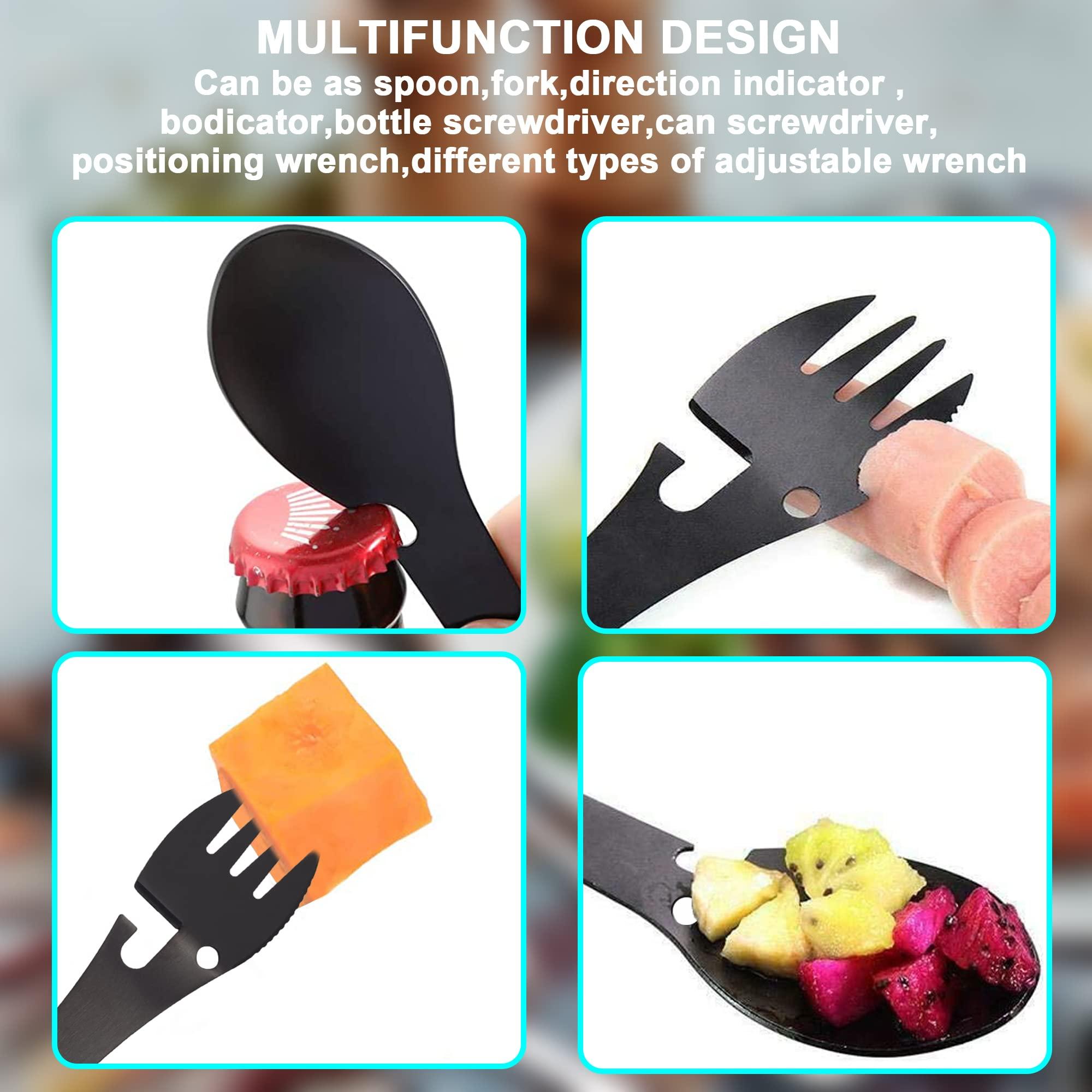 4 miếng 5 trong 1 Thép không gỉ Cắm trại dao kéo Multifespt