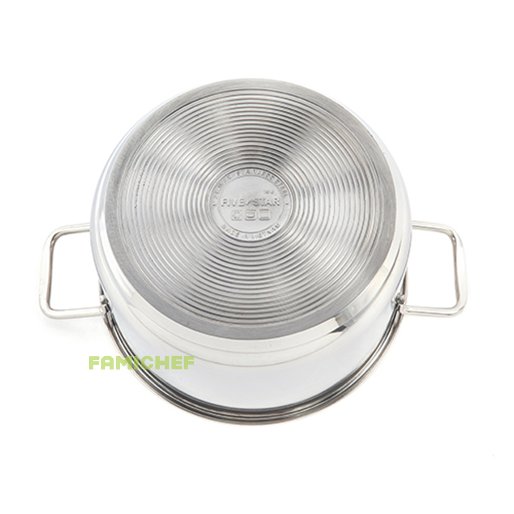 Bộ nồi chảo xửng inox 3 đáy nắp kính FiveStar FSB5002