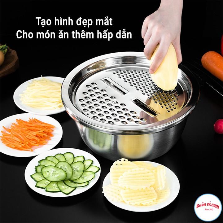 Combo 5 bộ rổ, chậu kèm nạo rau củ quả inox đa năng 3in1 siêu tiện dụng- Buôn rẻ.com 00993