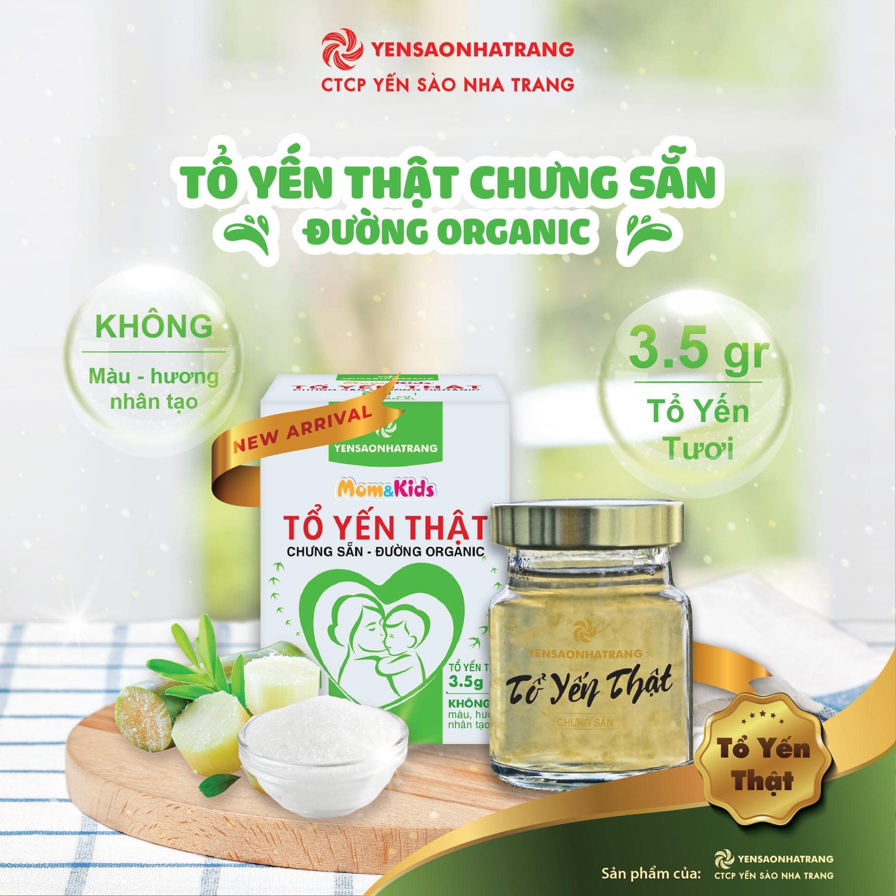 MOM&amp;KIDS - TỔ YẾN THẬT CHƯNG SẴN – HẠT CHIA &amp; ĐƯỜNG (ORGANIC) – YẾN SÀO NHA TRANG