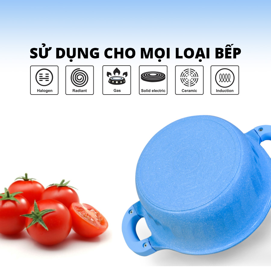 Nồi kháng khuẩn 7 lớp phủ titanium  Happy Home Pro màu xanh dương size 20cm