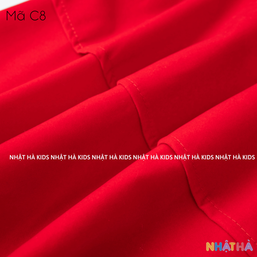 Váy đỏ cho bé gái C8 chất liệu nhung tuyết phối nơ siêu điệu size đại 11-45kg