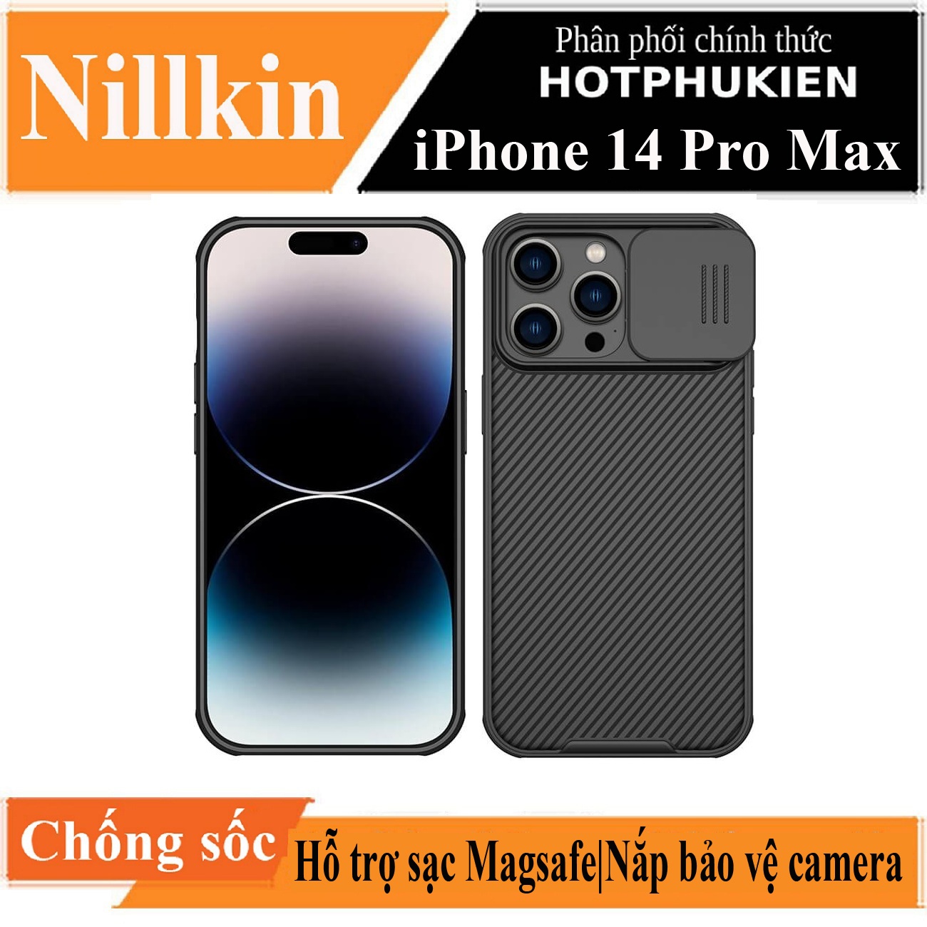 Ốp lưng maqsafe chống sốc cho iPhone 14 Pro Max bảo vệ Camera hiệu Nillkin Camshield Pro chống sốc cực tốt, chất liệu cao cấp, có khung & nắp đậy bảo vệ Camera - hàng nhập khẩu