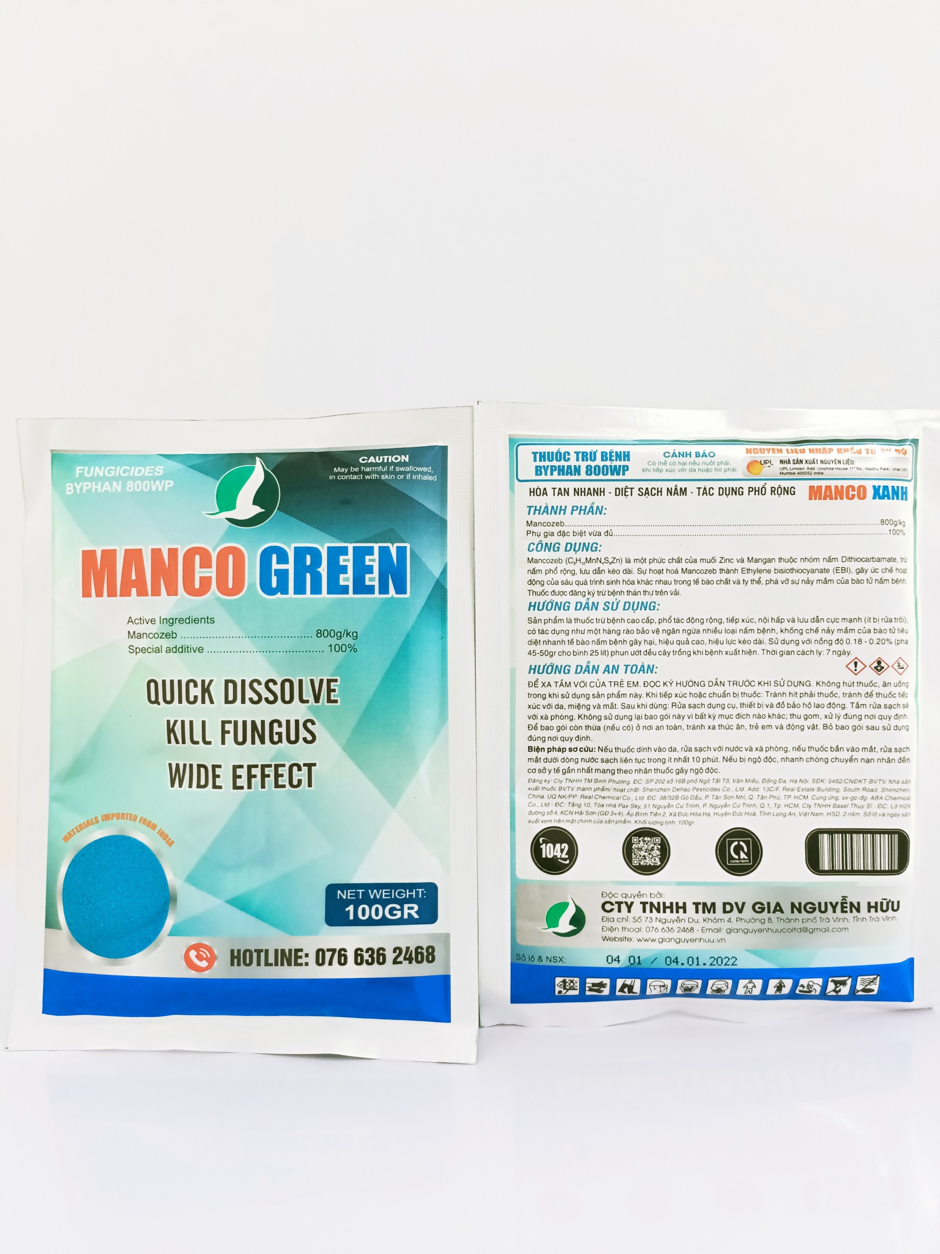 MANCOZEB XANH ĐÁNH BAY NỖI LO NẤM BỆNH TRÊN CÂY TRỒNG VỚI GÓI 100G VÀ 1KG